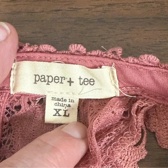 Paper + Tee Dusty Rose Lace Halter Top Keyhole Back Romantic Boho XL - Picture 5 of 8
